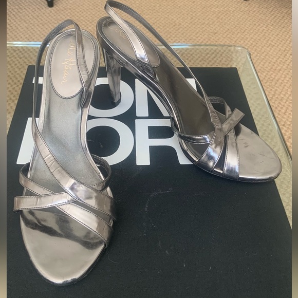 Cole Haan strappy silver heels - Picture 2 of 4